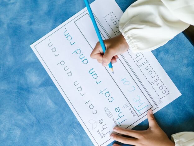 kid practicing handwriting